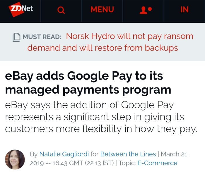 Ebay google pay support next month