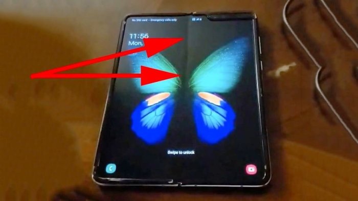 Leaked samsung galaxy fold video crease