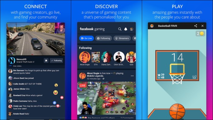 Facebook gaming main navigation